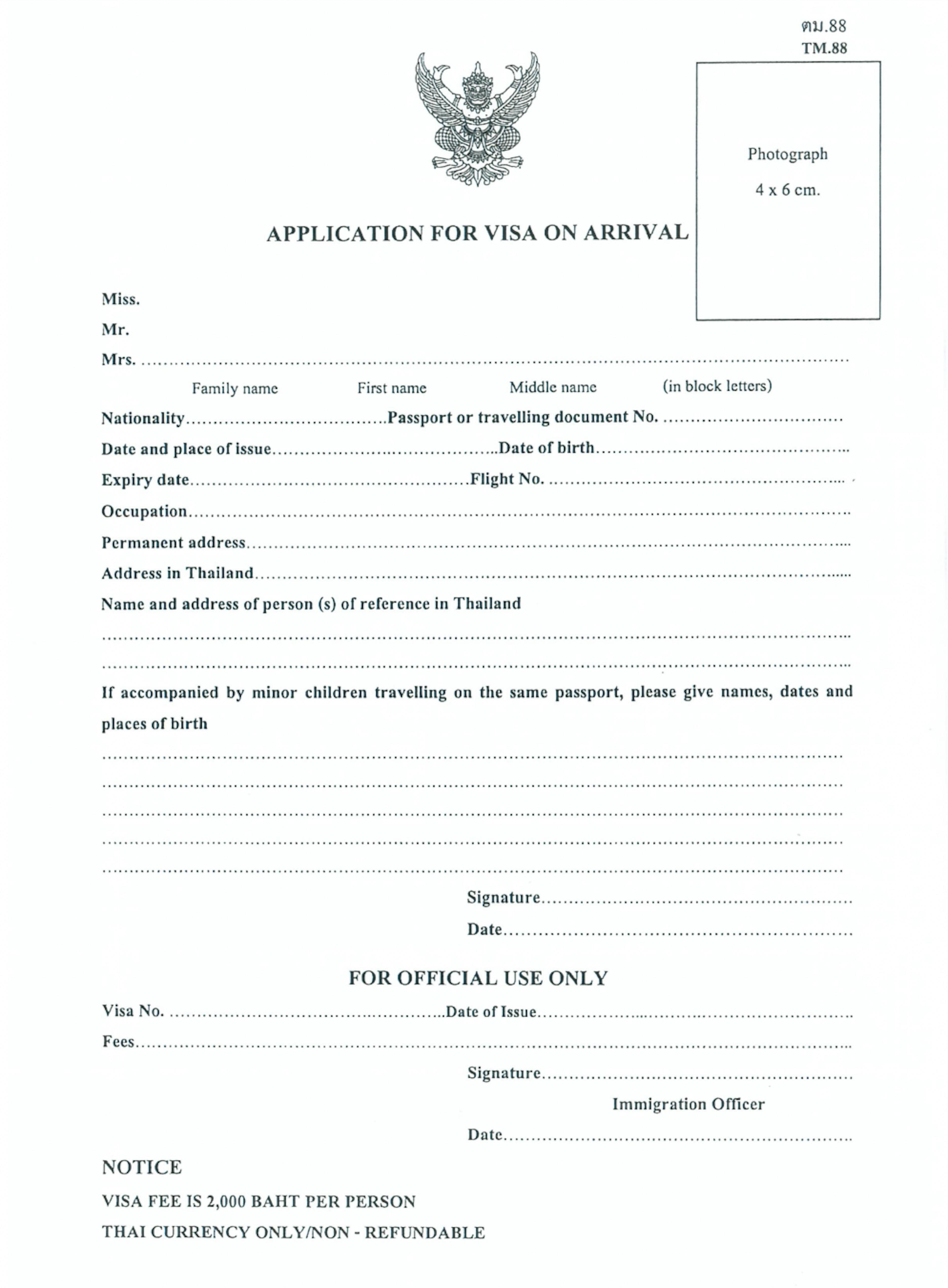 thai visa application for passport pictures