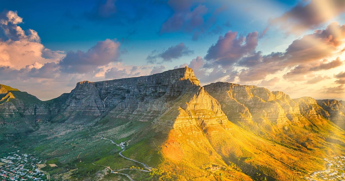 Table Mountain in Cape Town during sunset, South Africa