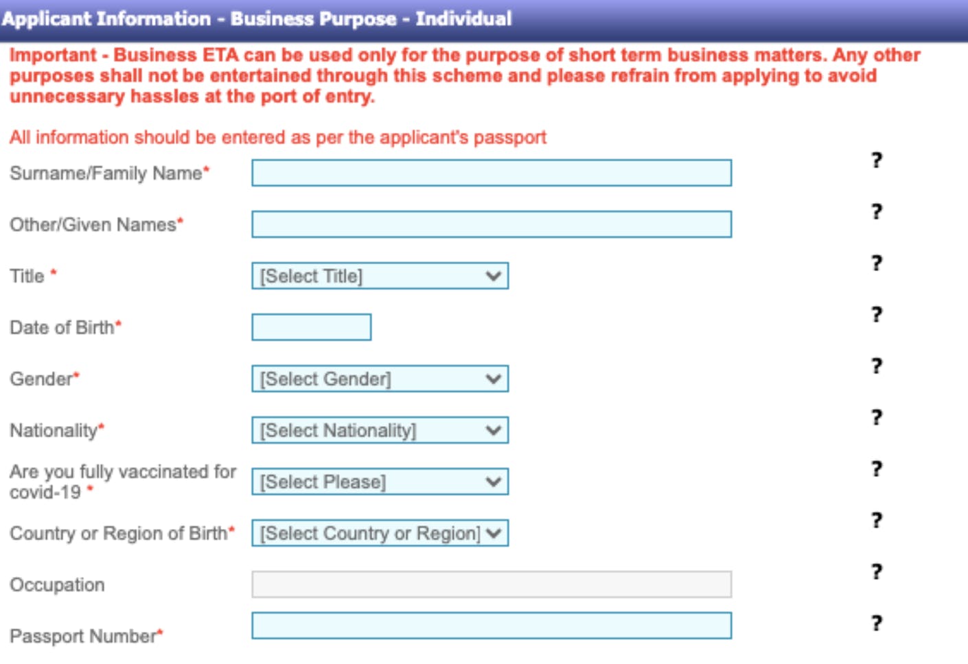 Application of the business visa on the Sri Lanka website