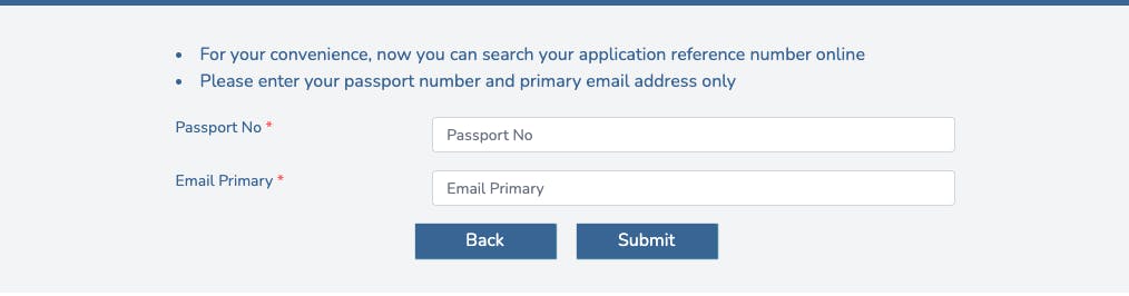 A screen shot of the Cambodia visa status check page.