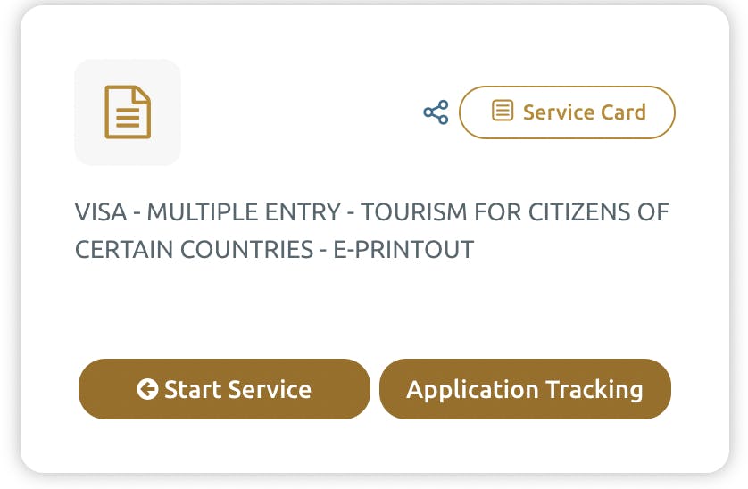 Example of the e-service for a Dubai multi-entry visa.