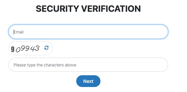 Credential required for security verification like email etc.