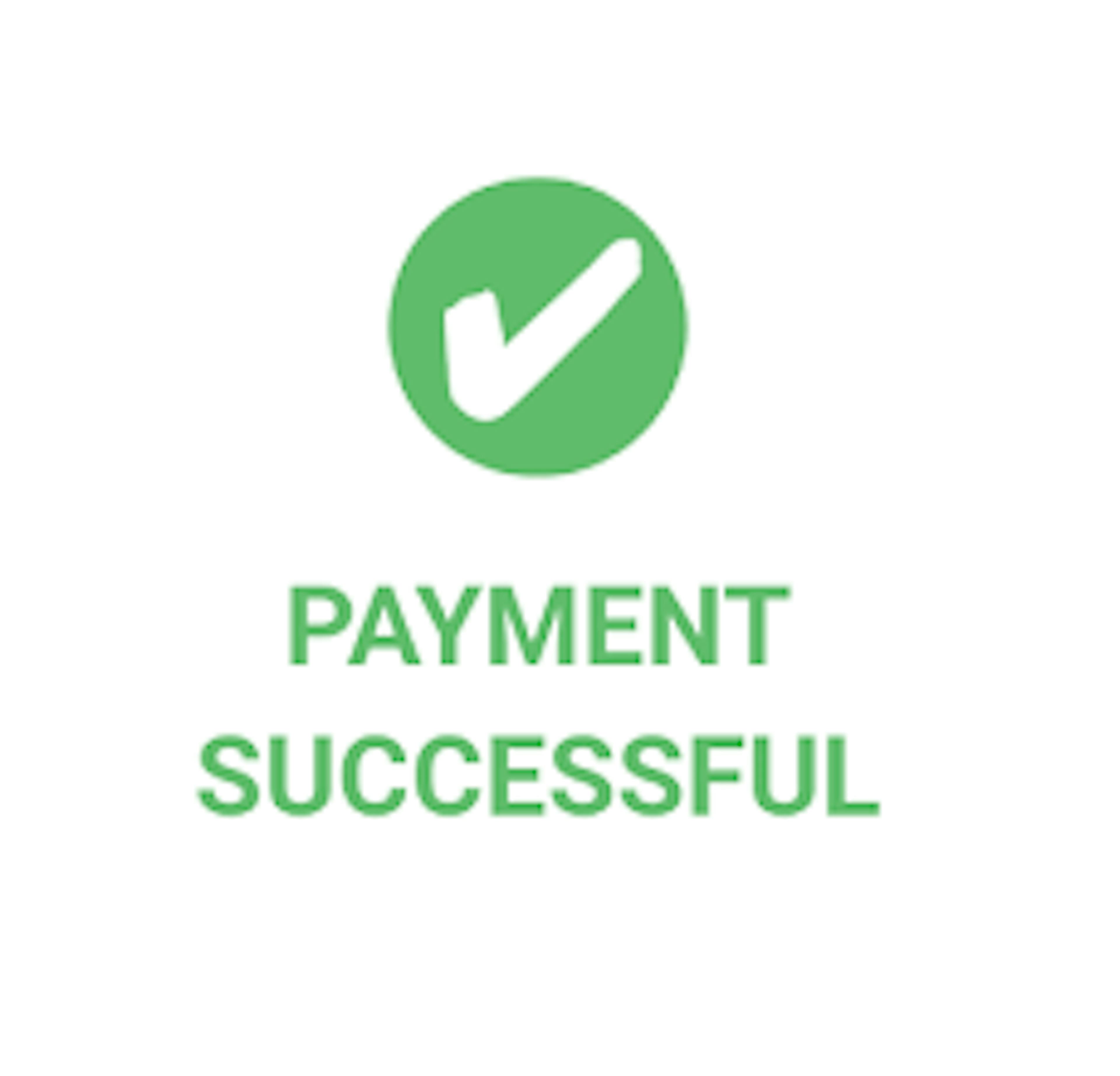 A picture with a check mark stating payment successful.