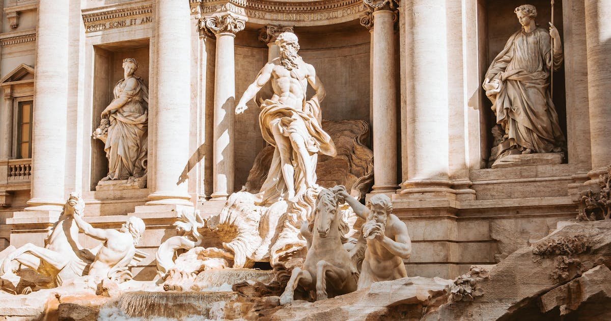 The famous Trevi fountain found in Rome Italy.