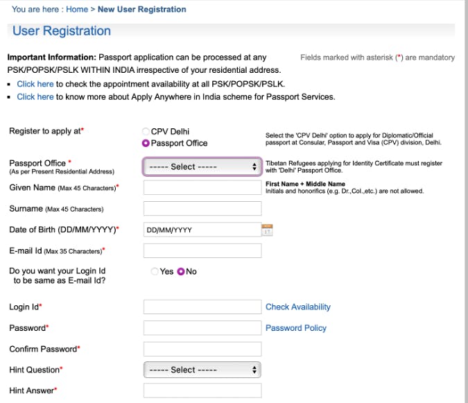 A screenshot showing the registration document.