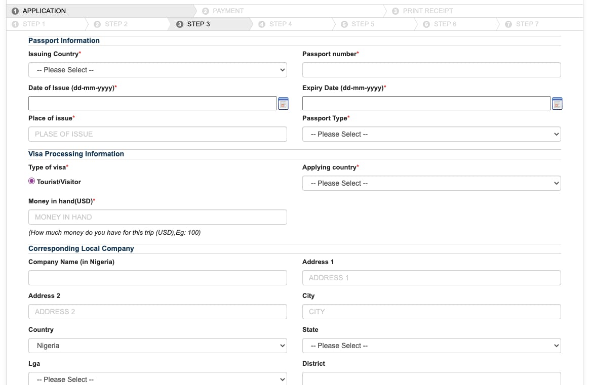 Fill in personal details in the VOA program