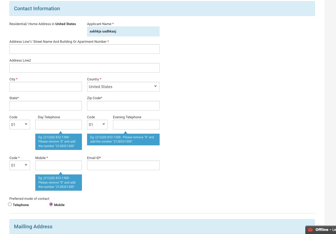 GHANA STEP 2(https://storage.googleapis.com/vdc-strapi-images/GHANA_STEP_2_f725d49c06/GHANA_STEP_2_f725d49c06.png)
Step 3 - Provide Necessary Personal Information
In step 3, you will fill out your contact information, such as your residential/home address in your country, your mailing address, and your business/work/school address. You must also provide the name and address of your hotel or accommodation in Ghana. The information needed will change depending on the type of visa you are applying for.
If you are applying for a business or work visa, you must provide the necessary details. You must click the "NOT APPLICABLE" box for all the sections that do not apply to you.
![