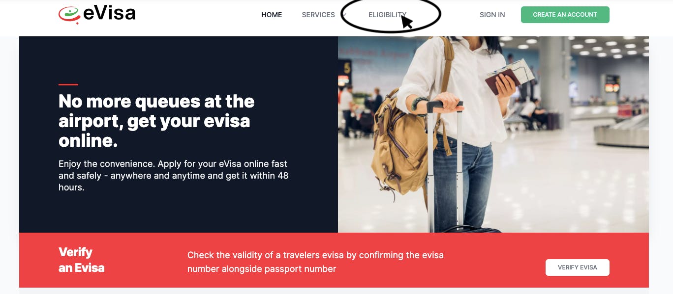 Navigate to the Kenya Evisa official portal homepage