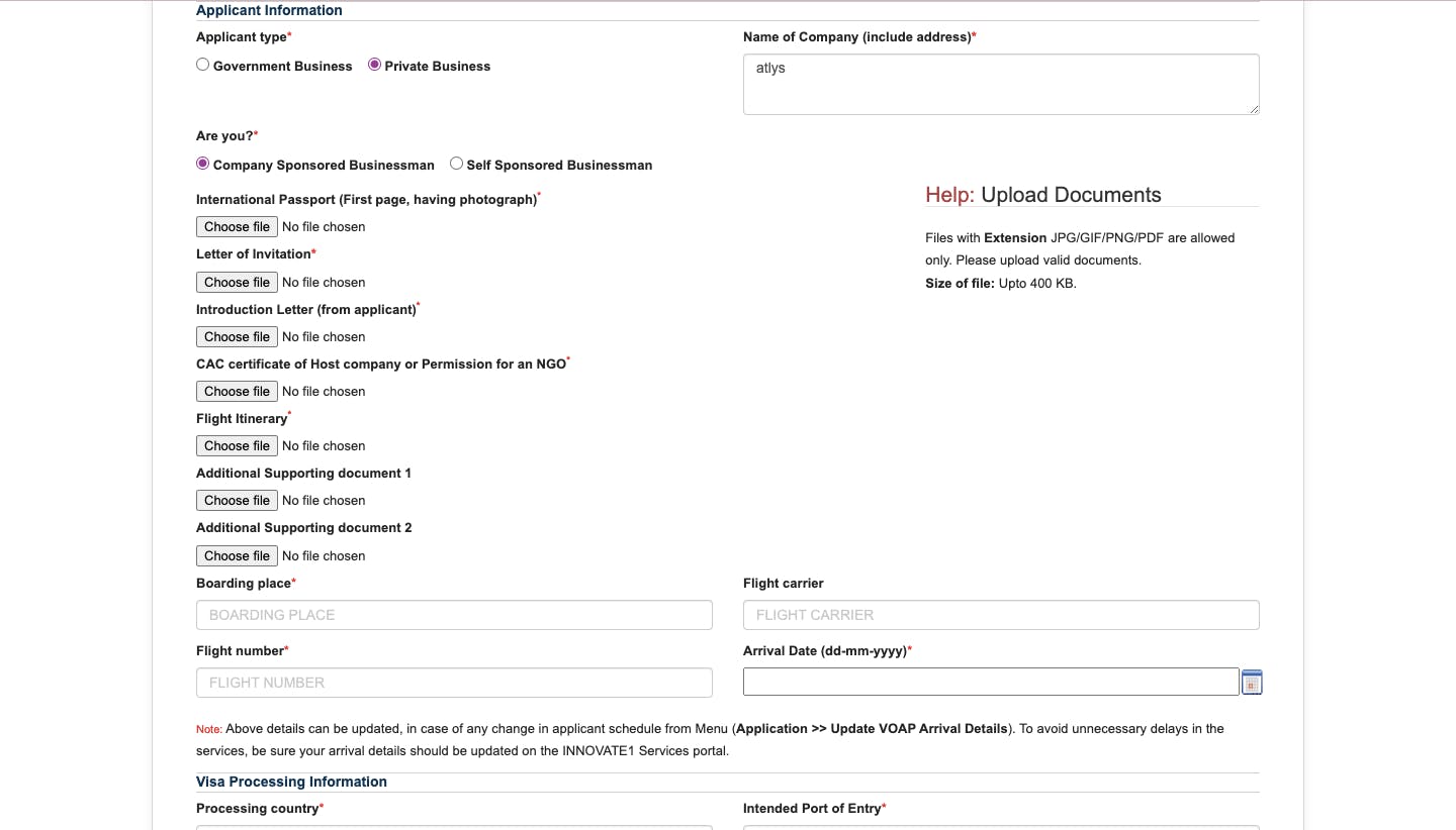 Upload the required documents