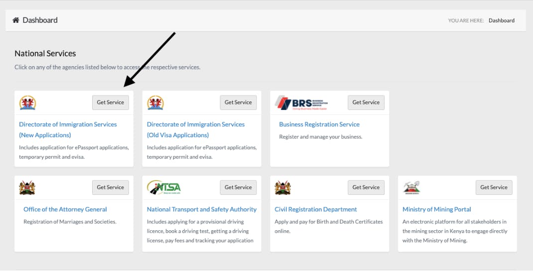 How to start your application on the Kenya e visa portal