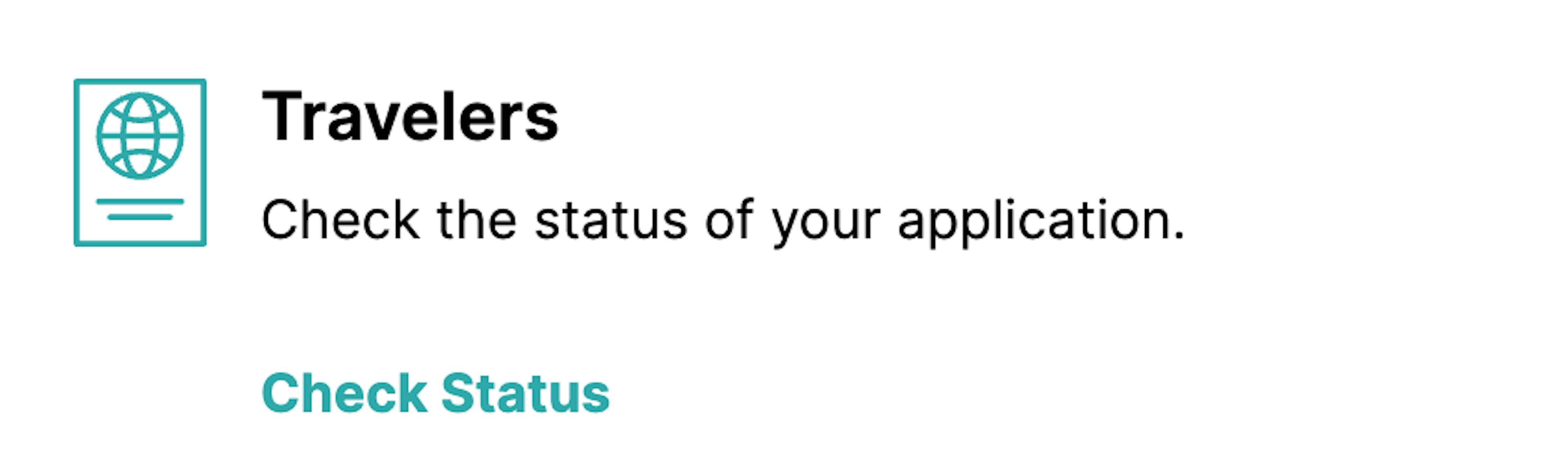 A document showing travelers where to check their application status. 