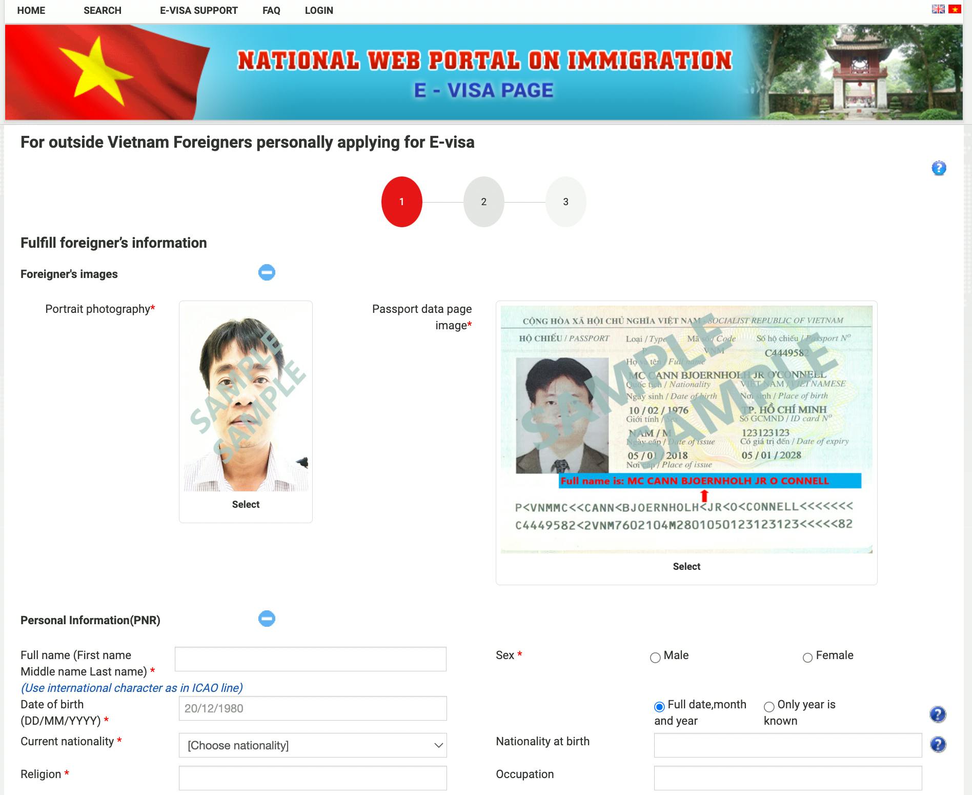 Fill in the Vietnam visa application form and upload the required documents