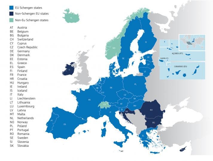 A map of the highest visa rejection rates in Europe.
