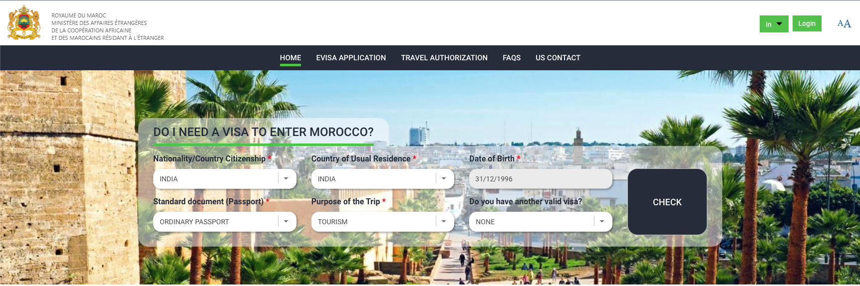 Morocco Visa For Indians Easy EVisa Application Process   ZTFhY2ZlNjAtYWY4MC00Y2M0LWI3NmUtZTIzNDUwNGNiNDAw Morocco Visa Application Step 1 Enter Your Personal Information A56bec42bb 