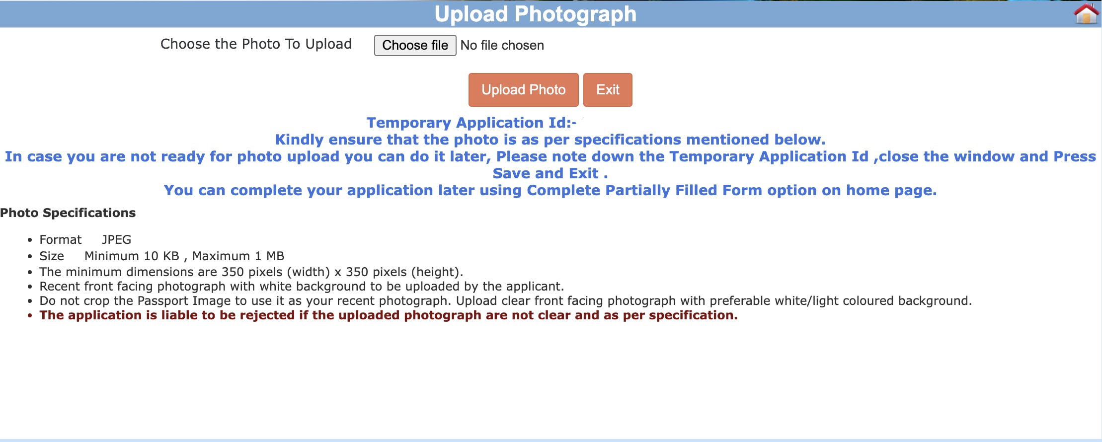 Upload your documents for the India e visa application.