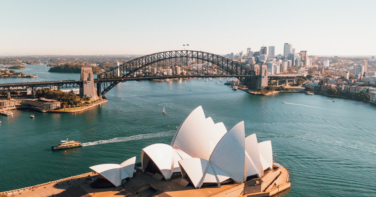 Beautiful top shot of the Sydney opera house in Australia