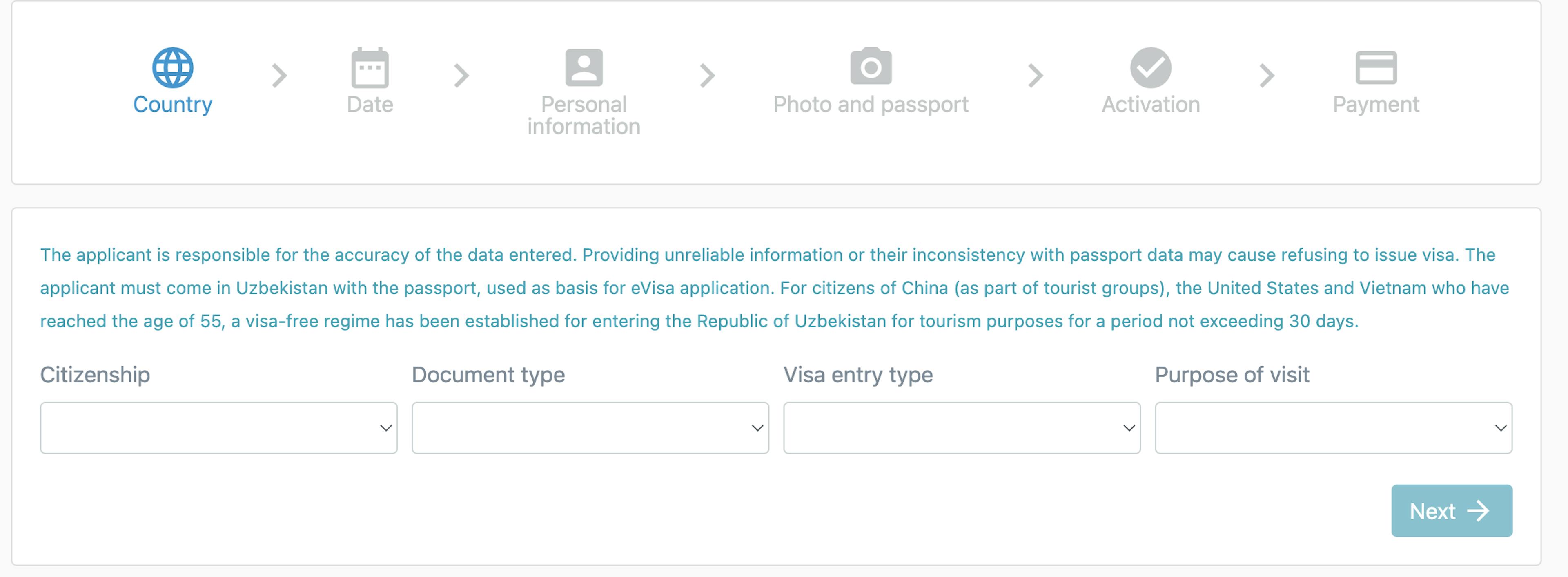 Online visa application for the Uzbekistan visa