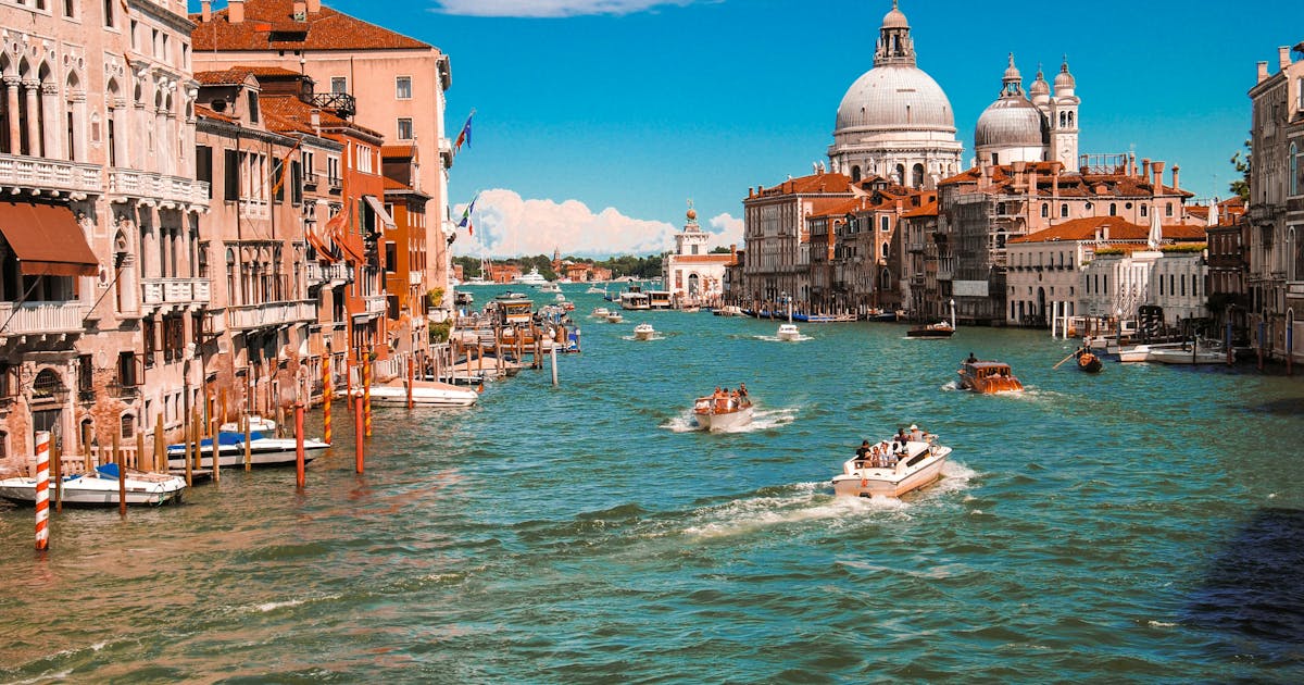 One of the most famous place in Venice, boats can be seen on the grand canal
