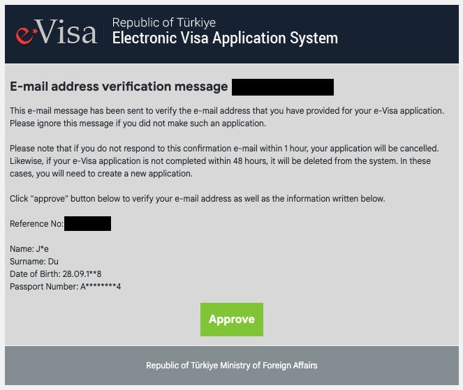 Turkey E Visa Payment Portal Example