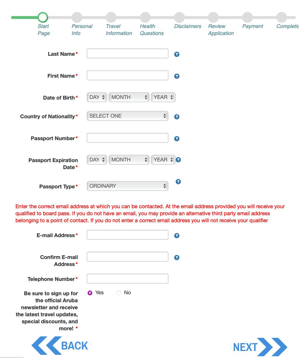 A screenshort of the online application form 