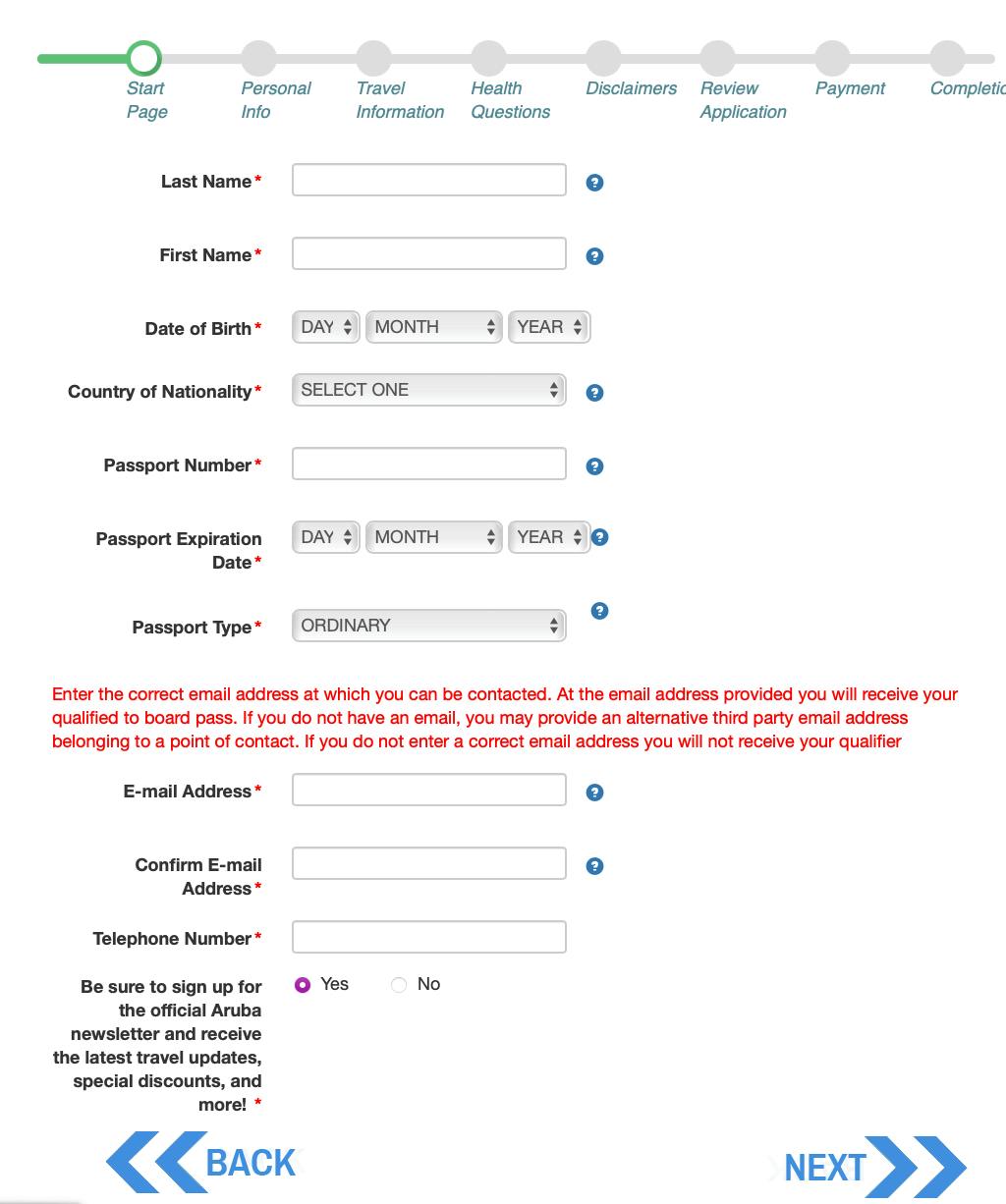 A screenshort of the online application form