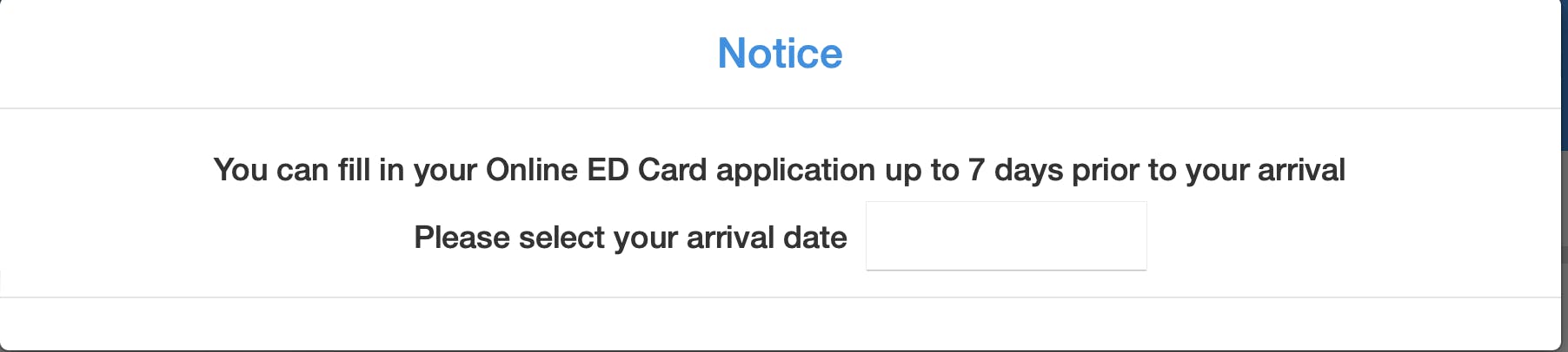 A screenshot of the notice you get when you start your application