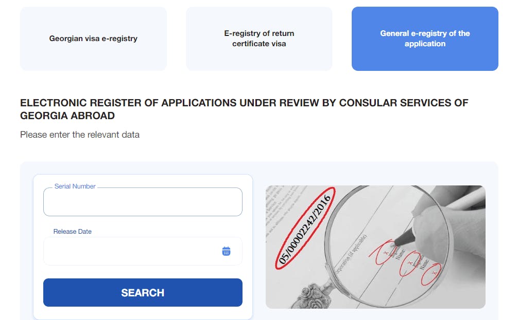 Step to check your Georgia visa status online.
