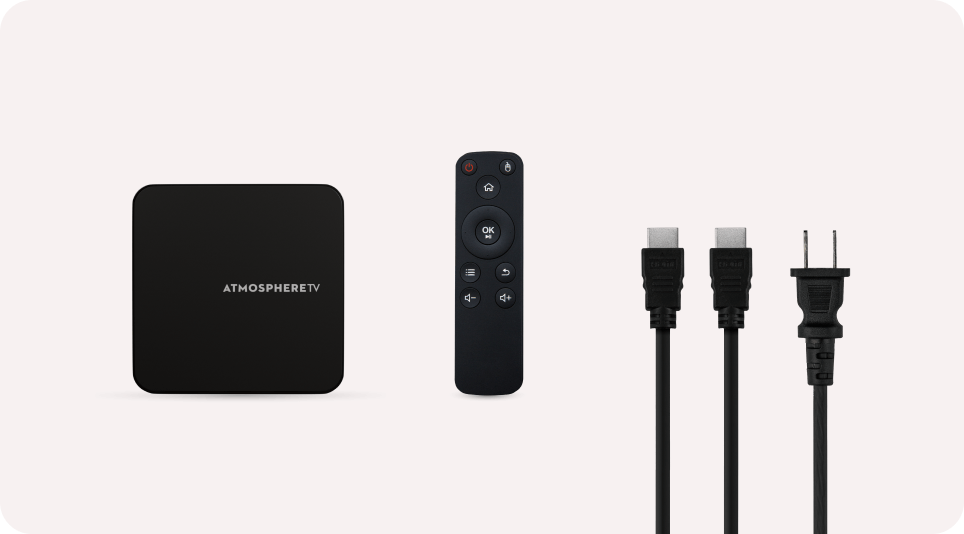 Connect your device to power, plug it into your TV's HDMI port, and connect to the internet via WiFi or ethernet cable.