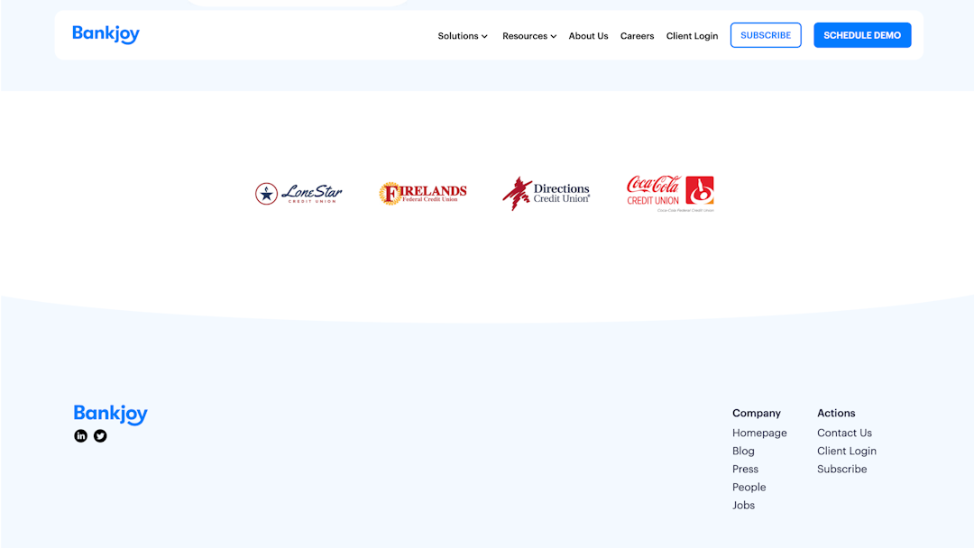 Bankjoy website design