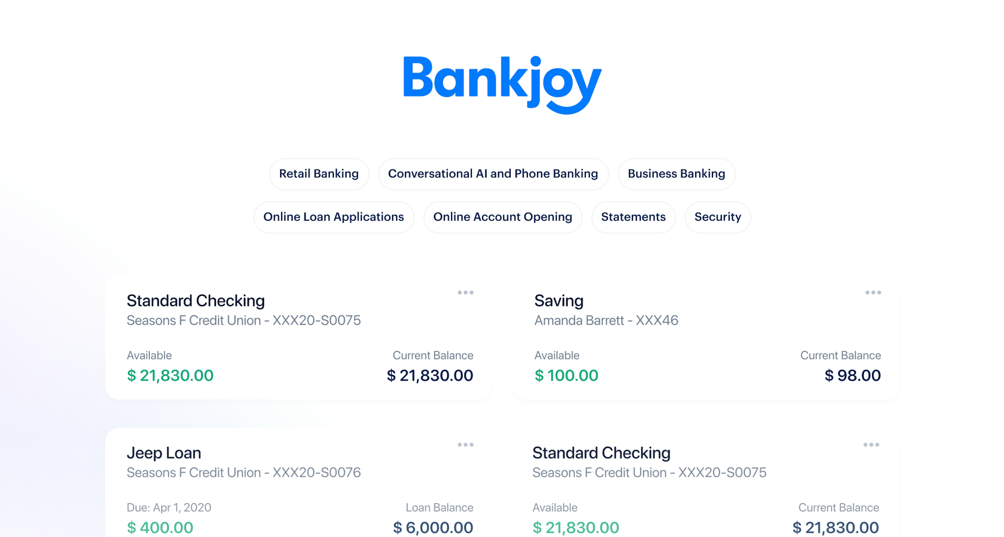 bankjoy interfaces