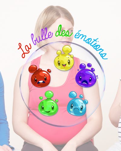 femmes enceintes suivant un atelier de préparation à l'accouchement de la bulle des émotions