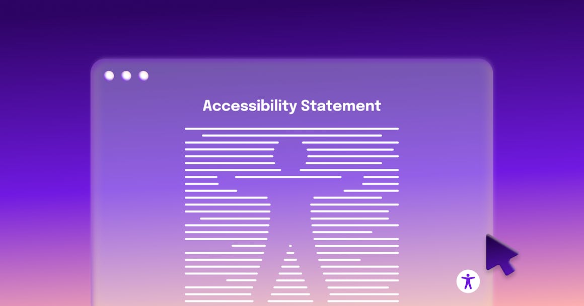 An outline of AudioEye's icon imposed over a page of text that is labeled Accessibility Statement