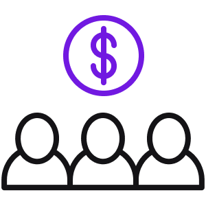 Three people and a dollar sign