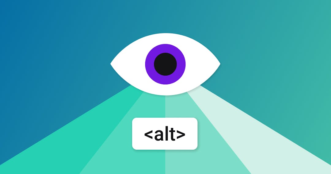 Eye with purple iris and the world <alt> below it