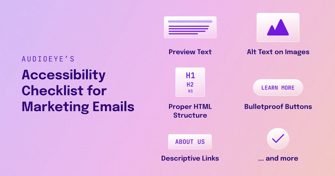 Icons with email accessibility checklist items.
