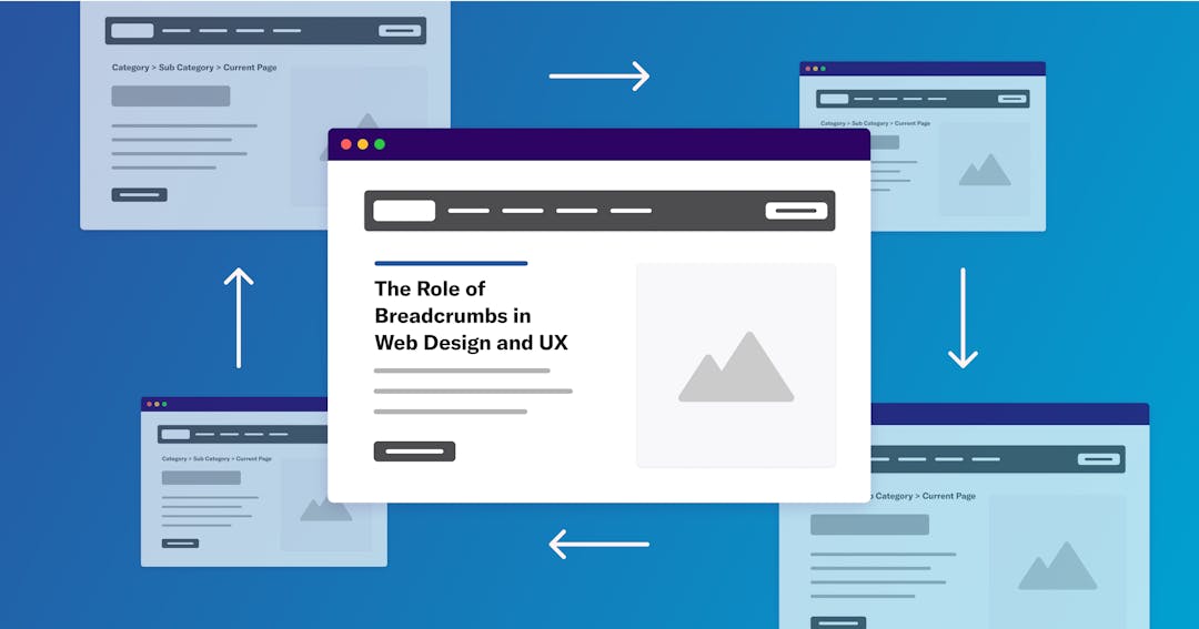 A website with it's connected breadcrumb links trailing behind it