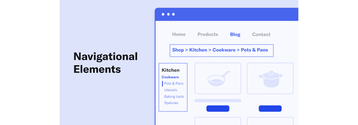 Closeup of Breadcrumbs navigation with title Navigational Elements