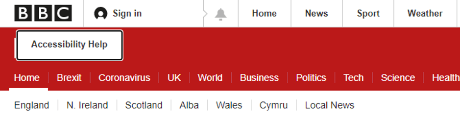 BBC - Accessibility Help webpage screenshot