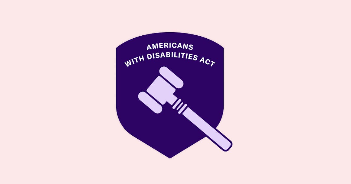 Shield and gavel labeled Americans with Disabilities Act