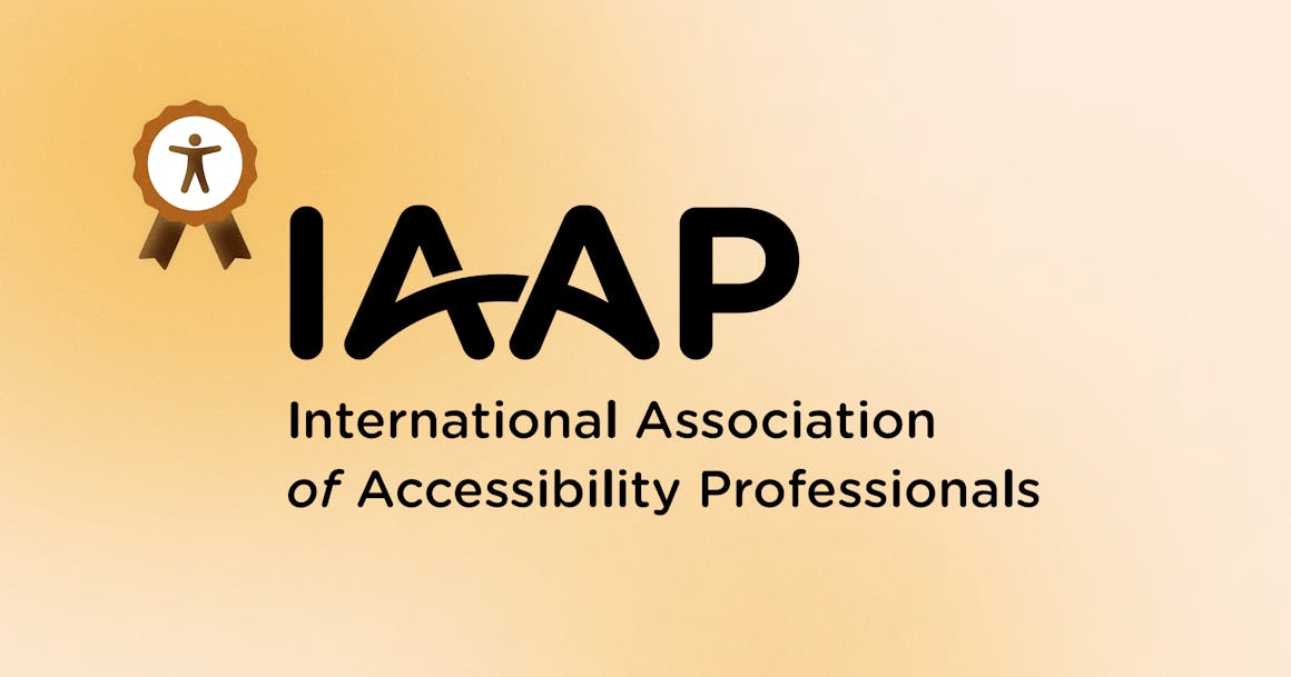 A banner that reads International Association of Accessibility Professionals, next to a ribbon with an accessibility icon