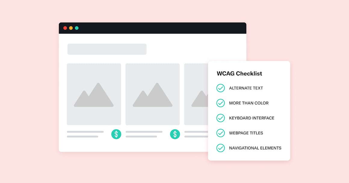 WCAG checklist superimposed over an e-commerce website