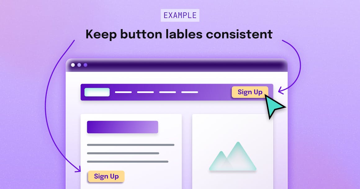 A stylized browser that shows all CTA buttons with the same label: Sign Up