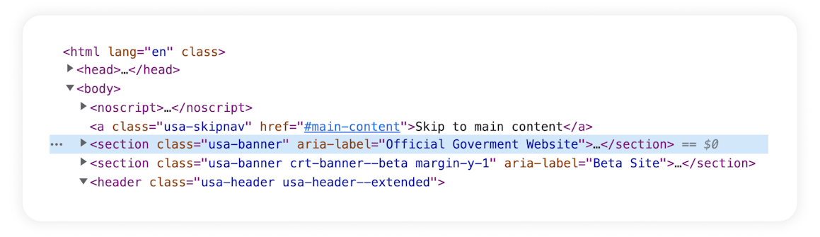 Image of code for updated ADA site with typo