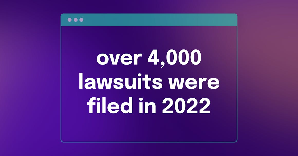 Internet browser with the text over 4,000 lawsuits were filed in 2022