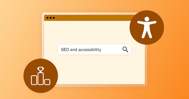 Computer screen with the words SEO and accessibility