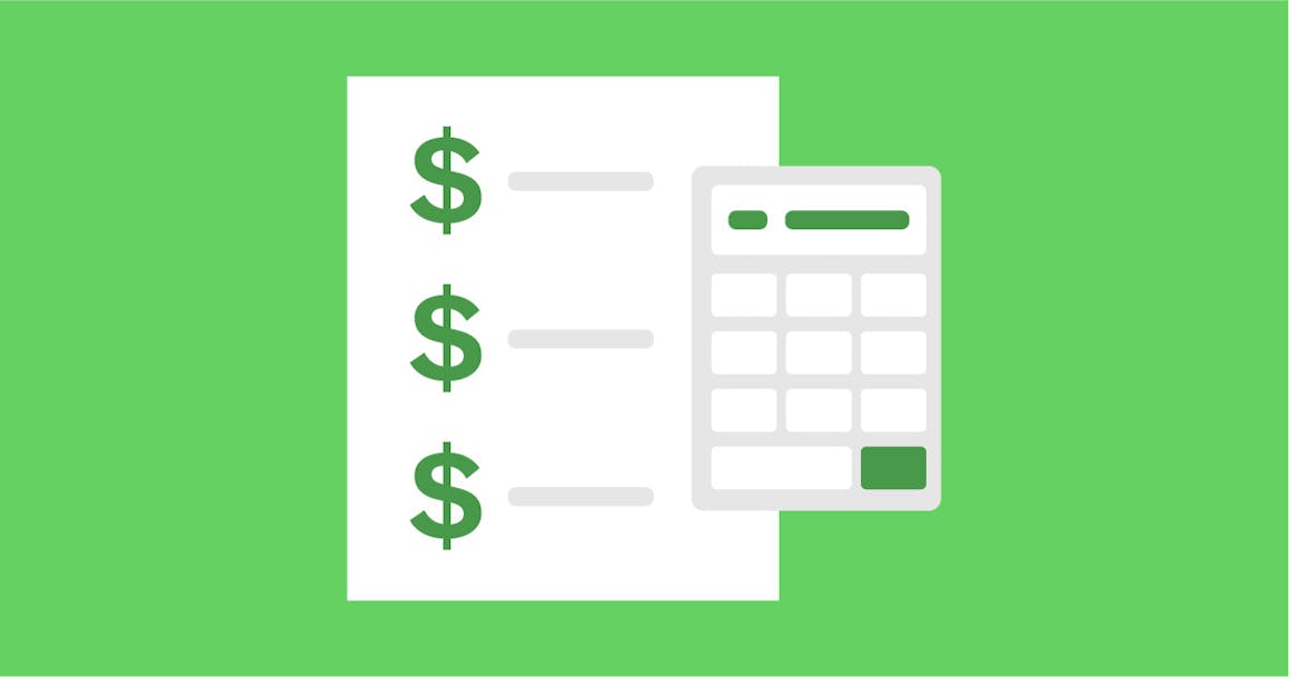 Illustration of an expense report and a calculator