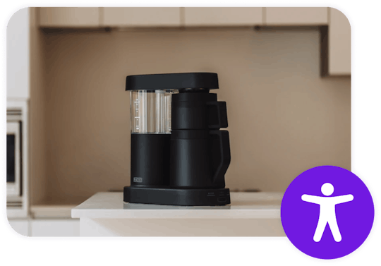 Coffee marker with an accessibility symbol