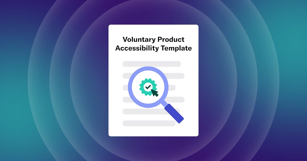 Text document with a purple magnifying glass with the text Voluntary Product Accessibility Template