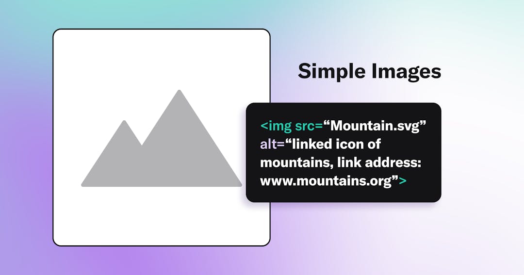 Simple image alt text example for linked icon of mountains, link address: www.mountains.org