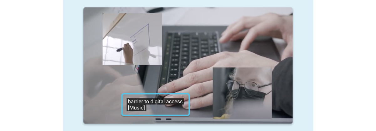 Closed caption reading: barrier to digital acces [Music]